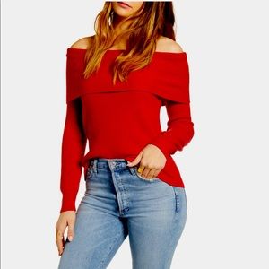 ✨NWT✨LEITH //Off the Shoulder Sweater in Red Chili